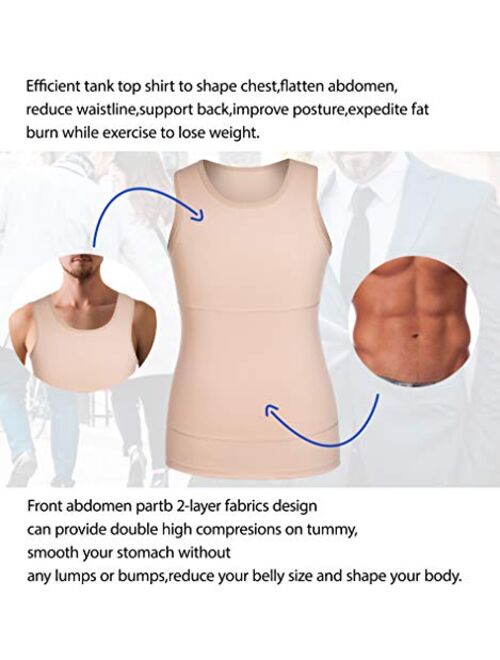 Gotoly Men Compression Shirt Shapewear Slimming Body Shaper Vest Undershirt Weight Loss Tank Top