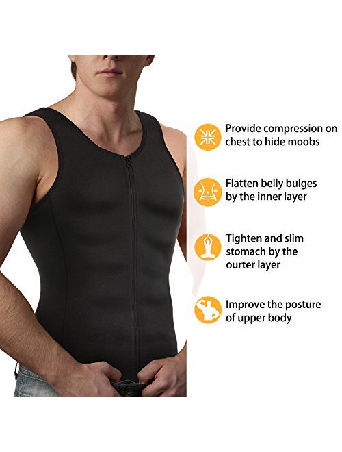 TAILONG Men Compression Shirt for Body Slimming Tank Top Shaper Tight Undershirt Tummy Control Girdle