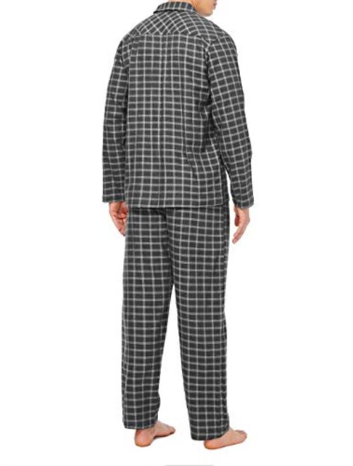 DAVID ARCHY Men's Flannel Pajama Set Soft Cotton Button-Down Sleepwear with Fly Big and Tall PJ Set Lounge Wear