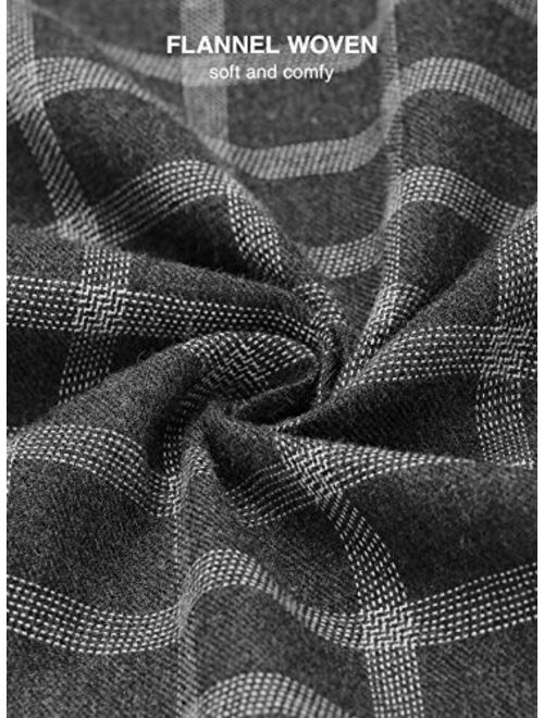 DAVID ARCHY Men's Flannel Pajama Set Soft Cotton Button-Down Sleepwear with Fly Big and Tall PJ Set Lounge Wear