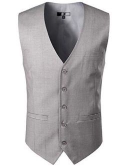 Men's Hipster Urban Design 3 Pockets Business Formal Dress Vest for Suit Tuxedo