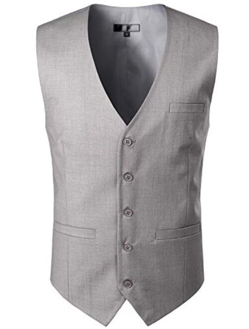 ZEROYAA Men's Hipster Urban Design 3 Pockets Business Formal Dress Vest for Suit Tuxedo