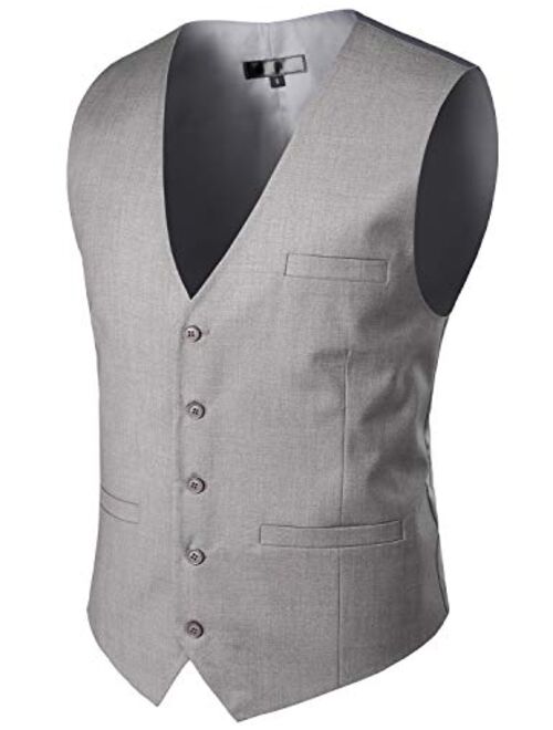 ZEROYAA Men's Hipster Urban Design 3 Pockets Business Formal Dress Vest for Suit Tuxedo 
