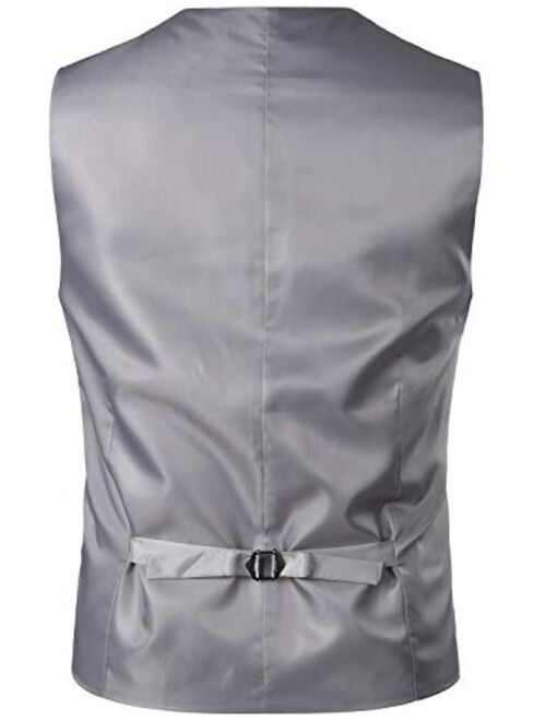 ZEROYAA Men's Hipster Urban Design 3 Pockets Business Formal Dress Vest for Suit Tuxedo