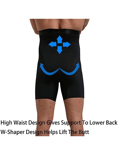 Optlove Men's Tummy Control Shapewear Shorts High Waist Slimming Anti-Curling Underwear Body Shaper Seamless Boxer Brief