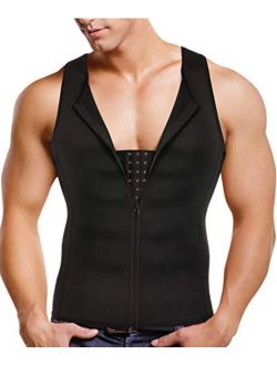 Wonderience Men Shapewear Slimming Body Shaper Compression Shirt Tank top with Zipper Underwear for Tummy Control