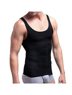 Aptoco Compression Shirts for Men Shapewear Vest Body Shaper Abs Abdomen Slim Tank Elastic Top Undershirt