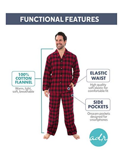 Alexander Del Rossa Men's Lightweight Flannel Pajamas, Long Cotton Pj Set