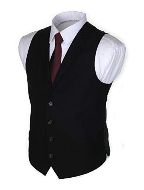 Ruth&Boaz Men's 2Pockets 4Buttons Business Tailored Collar Suit Vest