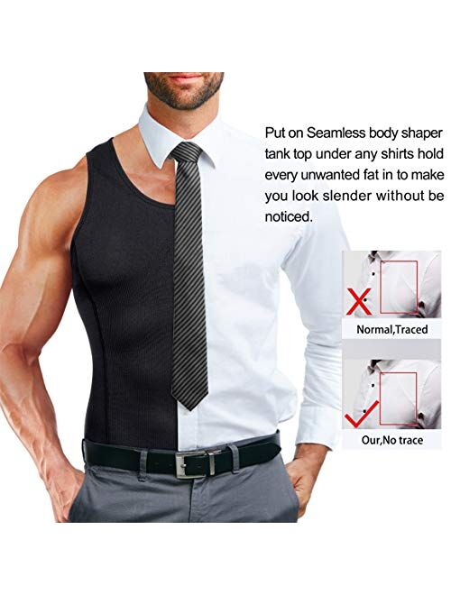 TAILONG Compression Shirts for Men Shapewear Slimming Body Shaper Waist Trainer Vest Workout Tank Tops Abdomen Undershirts
