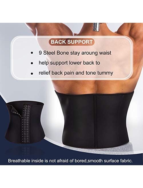 Wonderience Men Waist Trainer Slimming Body Shaper Belt Support Underwear Sweat Weight Loss Corset