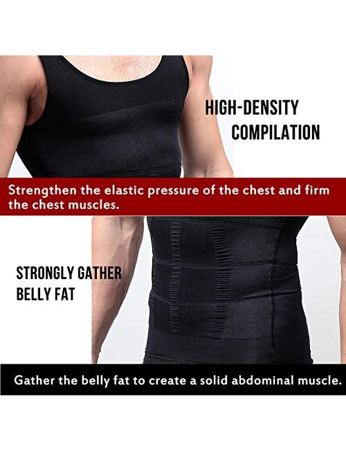 Mens Slimming Body Shaper Seamless Compression Shirt Tummy Control Slimmer Shapewear Gynecomastia Undershirt