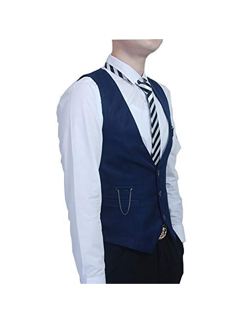 ERZTIAY Men's Formal Dress Business Slim Fit Sleeveless Jacket Vest Waistcoat