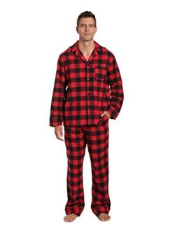 Noble Mount Mens 100% Cotton Flannel Pajama Set with Pant Pockets & Drawstring
