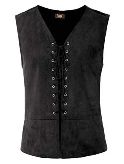 Mens Renaissance Vest Gothic Steampunk Lace-up Waistcoat