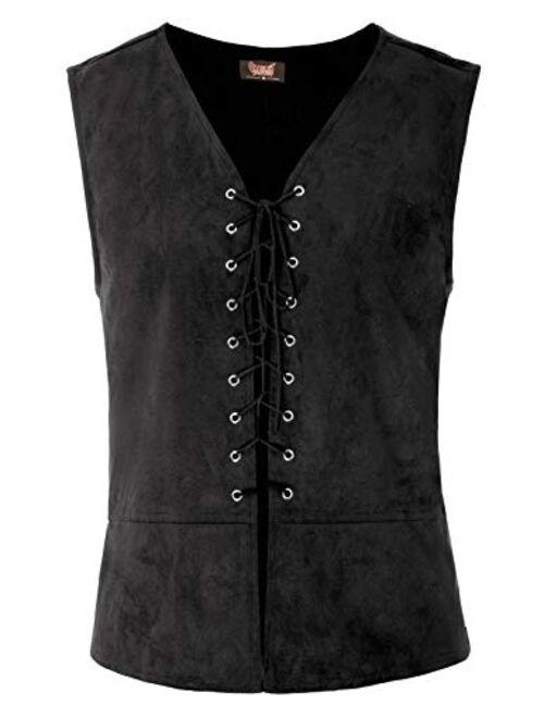 SCARLET DARKNESS Mens Renaissance Vest Gothic Steampunk Lace-up Waistcoat