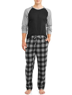 Men's Long Sleeve Top and Plaid Flannel X-Temp Microfleece Sleep Set