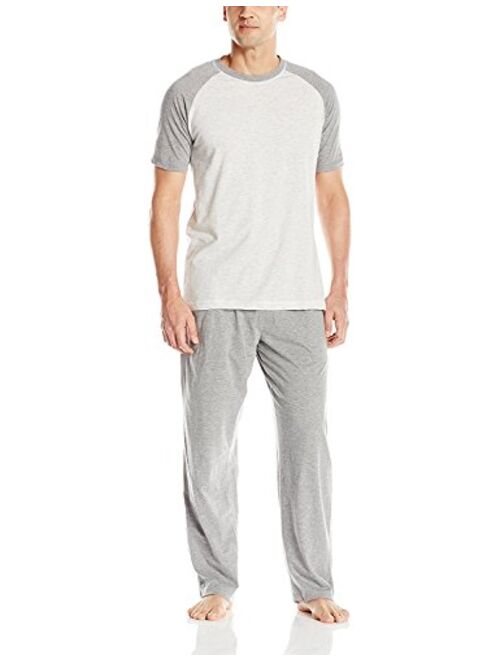 Hanes Men's Short Sleeve Raglan & Knit Pant Set with X-Temp