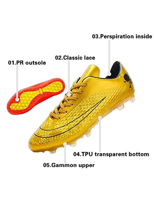 iFANS Men Athletic Outdoor/Indoor Comfortable Soccer Shoes Boys Football Student Cleats Sneaker Shoes