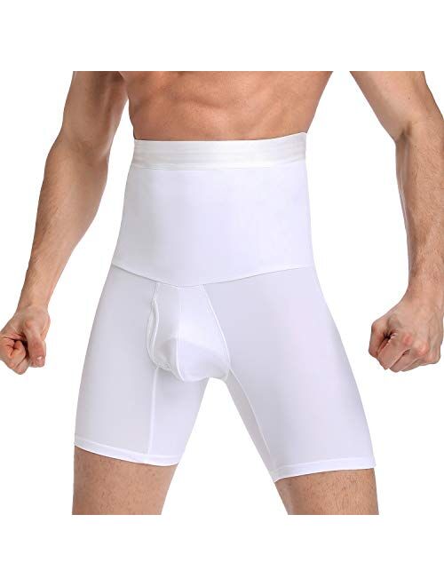 Vaslanda Men's High Waist Tummy Control Shorts Seamless Butt Lifter Thigh Shaper Slimming Boxer Briefs Underwear
