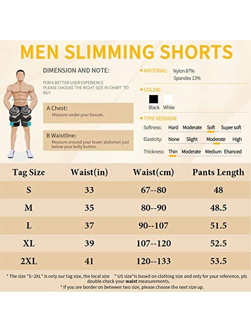 Vaslanda Men's High Waist Tummy Control Shorts Seamless Butt Lifter Thigh Shaper Slimming Boxer Briefs Underwear