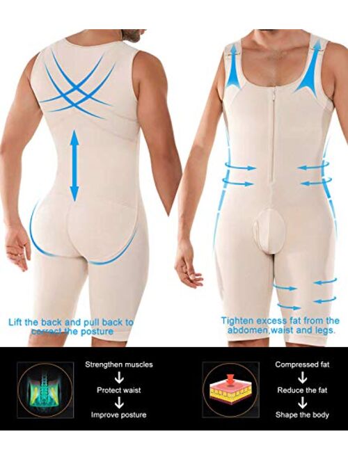 DoLoveY Men's Shapewear Bodysuit Full Body Shaper Compression Slimming Suit Breathable