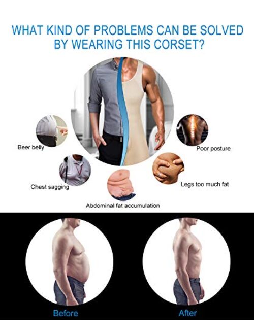 DoLoveY Men's Shapewear Bodysuit Full Body Shaper Compression Slimming Suit Breathable