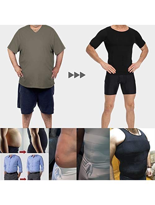 MISS MOLY Compression Shirts for Men Body Shaper Undershirt Gynecomastia Vest Seamless Control Tank Top Shapewear