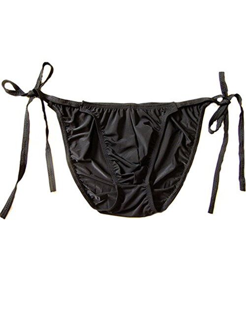 WenMei String Bikini Thong Briefs Milk Silk Side Tie Men's Underwear