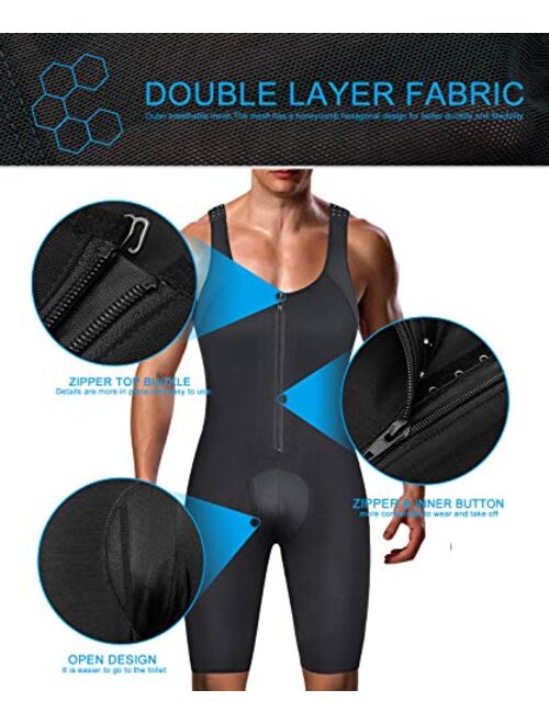 DoLoveY Men's Shapewear Bodysuit Full Body Shaper Compression Slimming Suit