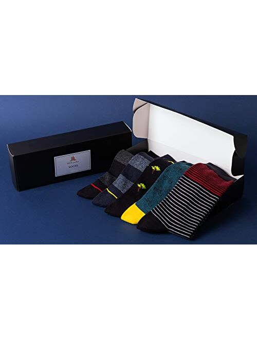 Mens 5/6 Pack Patterned Striped Cotton Funky Happy Dress Socks Gift Box