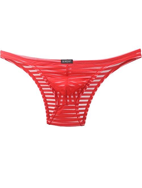 iKingsky Men's Sexy Brazilian Underwear See Through Bikini Under Panties Half Back Coverage Mens Underwear