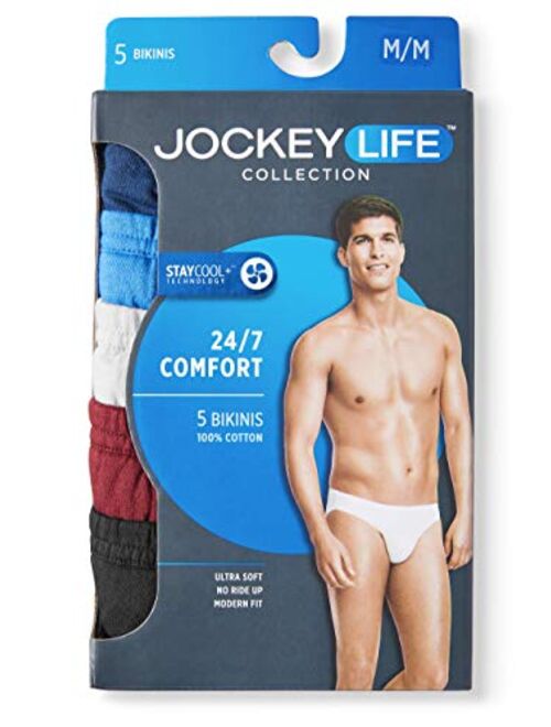Life by Jockey Jockey Life 5-Pack Men's 24/7 Comfort Assorted Bikini Briefs - Solid Colors