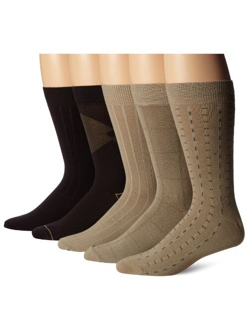 Dockers Men's 5 Pack Classics Dress Dashed Crew Socks