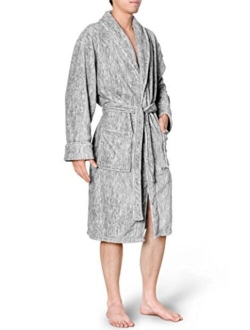Mens Plush Fleece Robe | Soft, Warm, Spa Bathrobe for Men, Shawl Collar