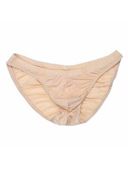 FEESHOW Men's Silky Bikini Briefs Bulge Pouch Underwear Swimwear Ruched Back