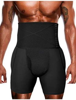 NBVIC Men's Abdomen Control Shorts High Waist Slimming Underwear Seamless Belly Girdle Boxer Tummy Brief Body Shaper Pants