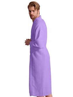 Handsome Waffle Spa Bathrobe for Men. Luxurious Square Pattern Turkish Cotton