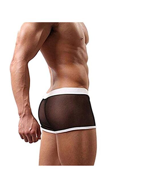 HP95 Men's Bikini Underwear, Mesh Transparent Boxers Bulge Comfy Underwear