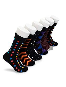 Cotre Men's Dress Socks - Colorful Funky Socks for Men- Cotton Patterned Men's Socks (6 Pairs)
