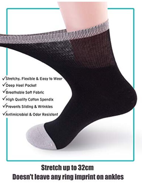Mens Diabetic Socks with Non-binding Top and Seamless Extra Wide Cotton Ankle