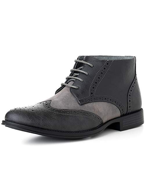 Alpine Swiss Geneva Mens Ankle Boots Lace Up Twotone Brogue Wing Tip Dress Shoes
