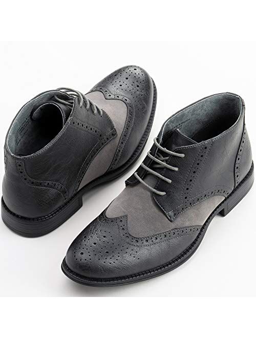 Alpine Swiss Geneva Mens Ankle Boots Lace Up Twotone Brogue Wing Tip Dress Shoes