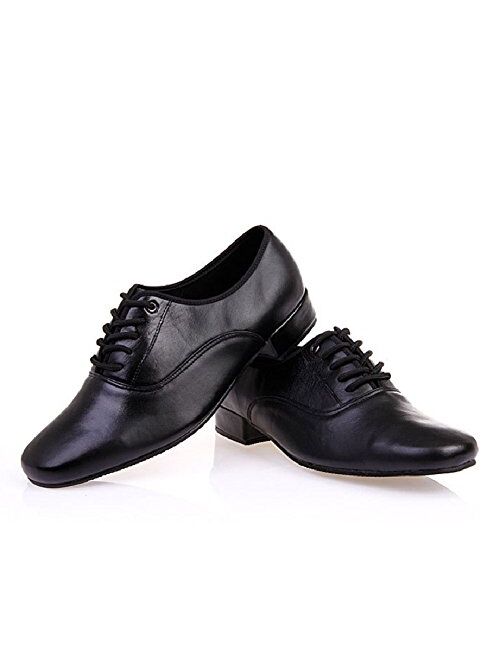 BeiBestCoat Mens Classic Lace-up Leather Dance Shoes Modern Dancing Shoes, Black