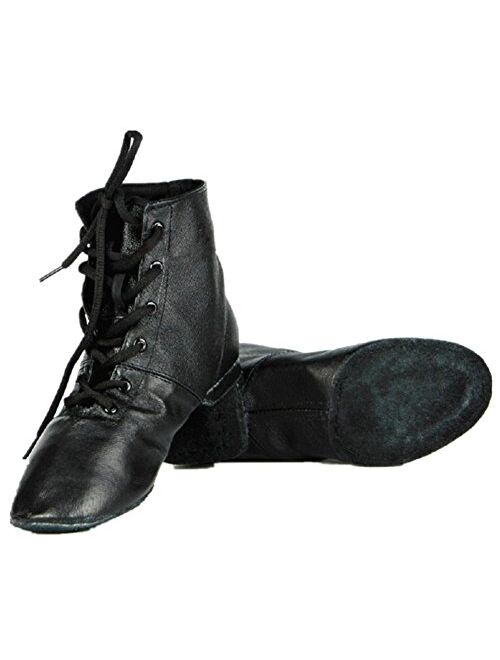 Cheapdancing Mens Practice Dancing Shoes Soft Leather Flat Jazz Boots