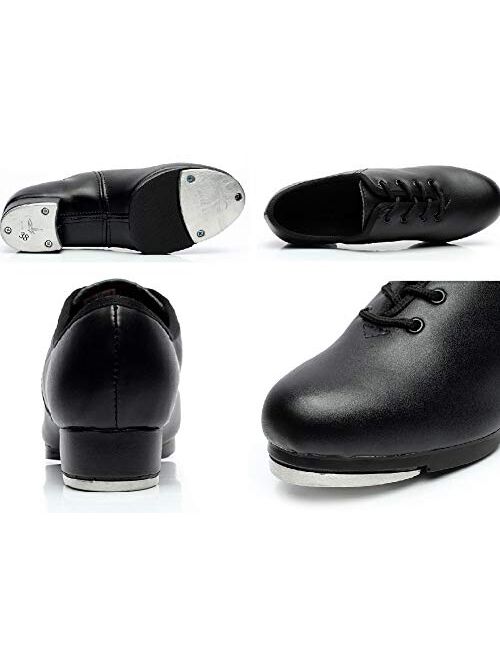 BeiBestCoat Synthetic Tap Shoes Oxford Dancing Shoes for Men,Adults, Black
