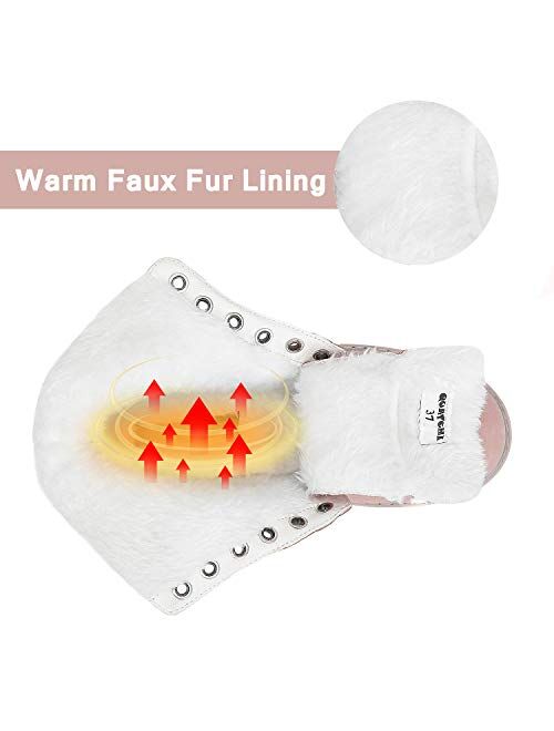 Mishansha Mens Womens Winter Anti-Slip Leather Warm Snow Boots Water Resistant Shoes Fur Lined