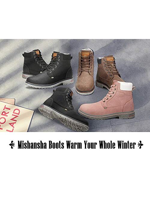 Mishansha Mens Womens Winter Anti-Slip Leather Warm Snow Boots Water Resistant Shoes Fur Lined