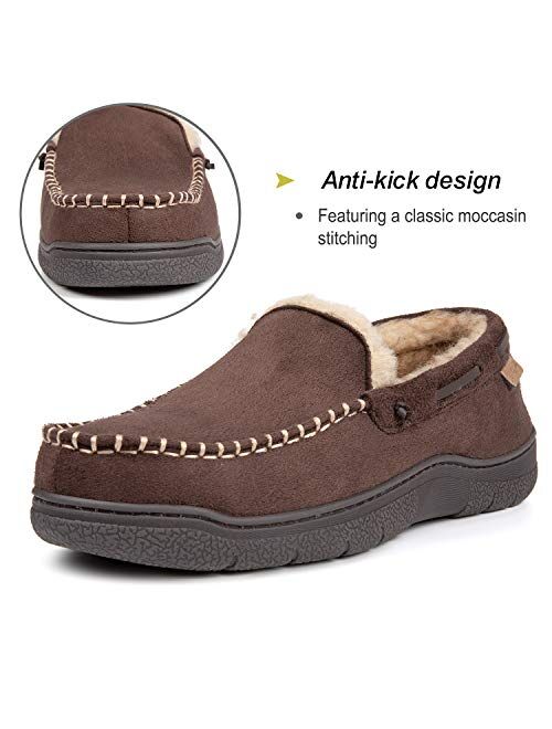 Zigzagger Men's Microsuede Moccasin Slippers Memory Foam House Shoes
