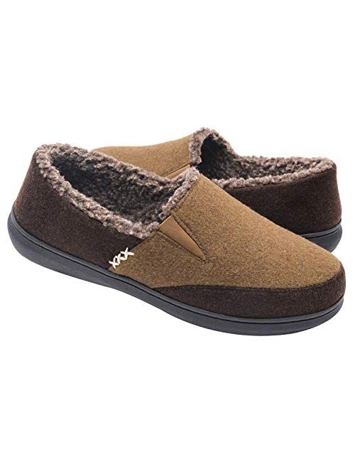 Zigzagger Mens Fuzzy Microsuede Moccasin Style Slippers Indoor/Outdoor Fluffy House Shoes 